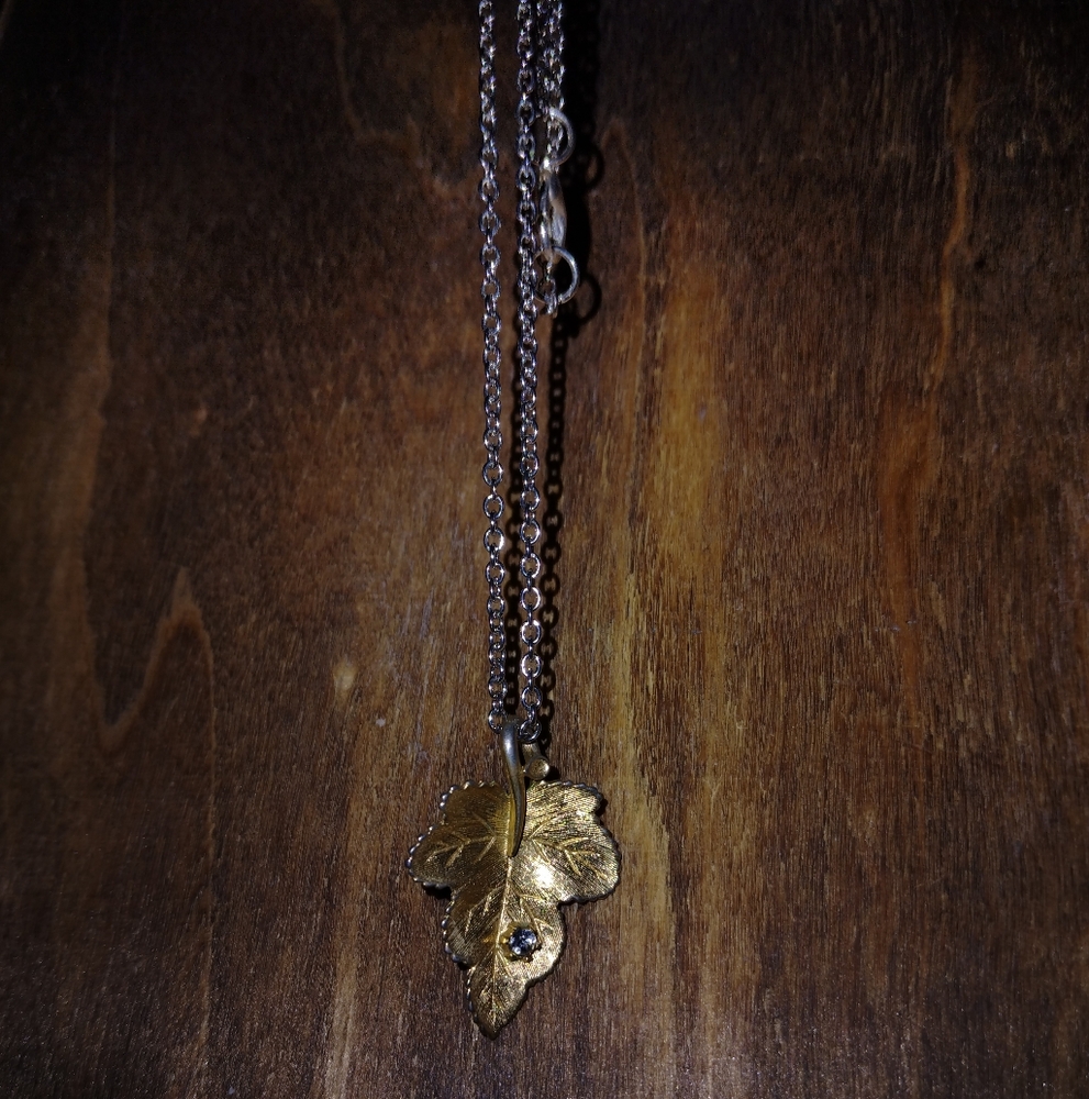 Gold Leaf Pendant, Heart Lock Necklace